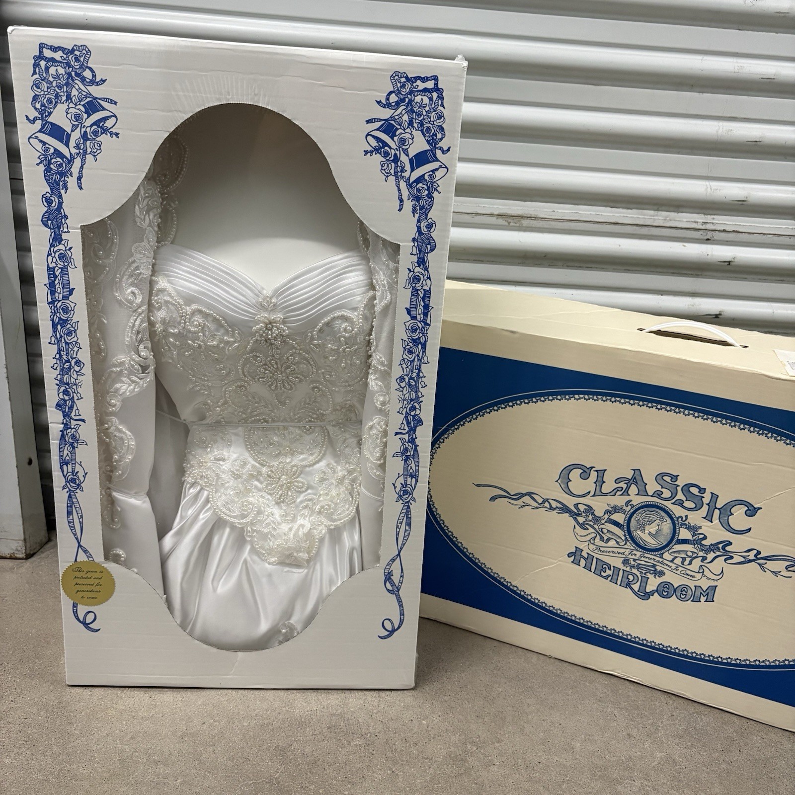 Vintage 1990s Bridal Wedding Dress Gown Victorian Style New with Original Box