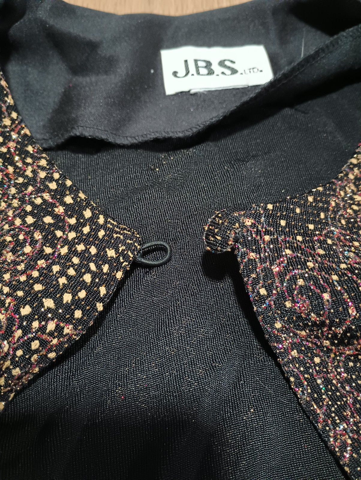 Vtg 80s J.B.S. LTD. Stretchy Metallic Jeweled Sparkly Color Open Front Jacket S