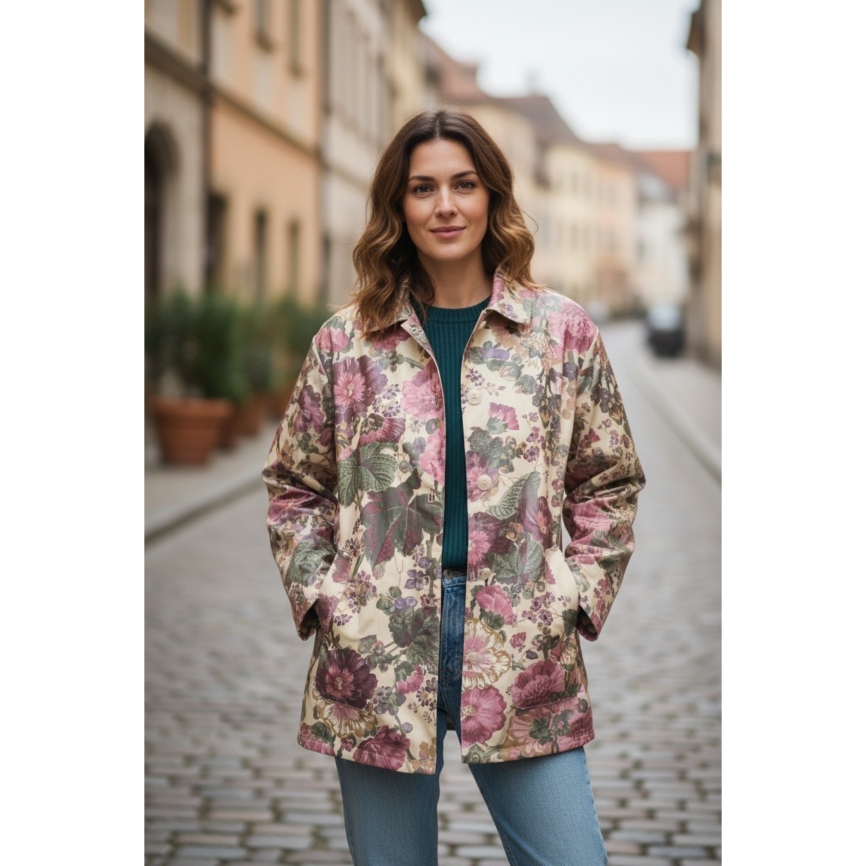 NORDIC HOUSE DESIGNS NYC – Coated Floral Raincoat Lightwt Jacket Vintage NEW OS
