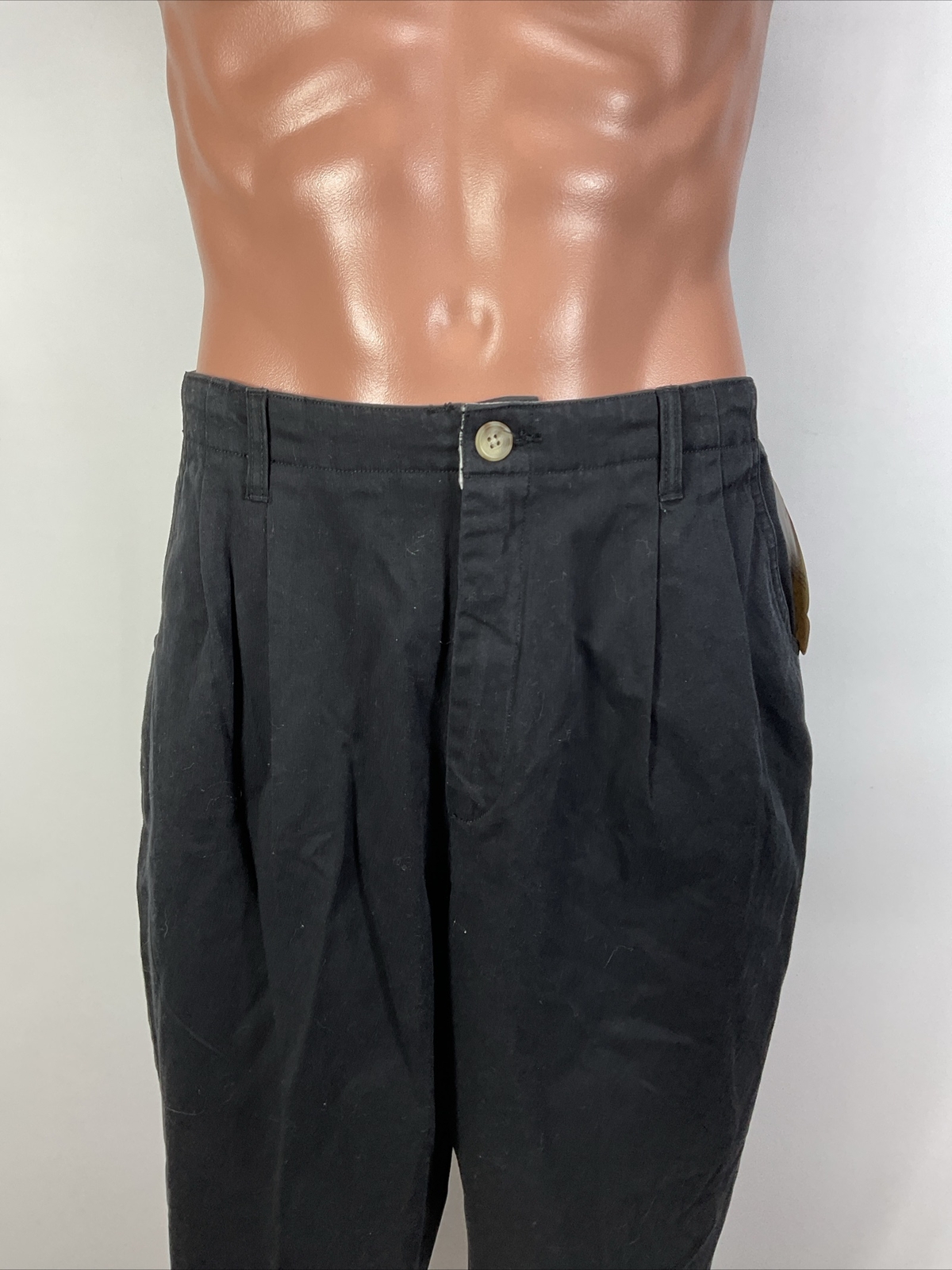 Vintage 90s 80s Cherokee Pleated Pants PLUS 18W Short Black Tapered Chino NEW