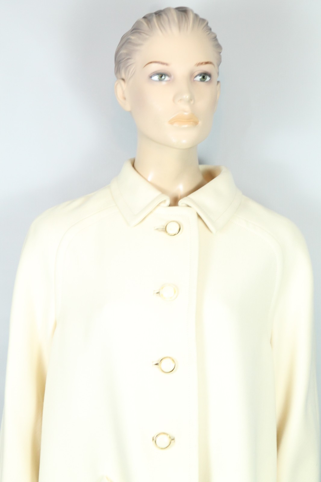 Vtg 60s SEYMOUR FOX USA Ivory Wool Retro Stroller Peacoat Coat S/M