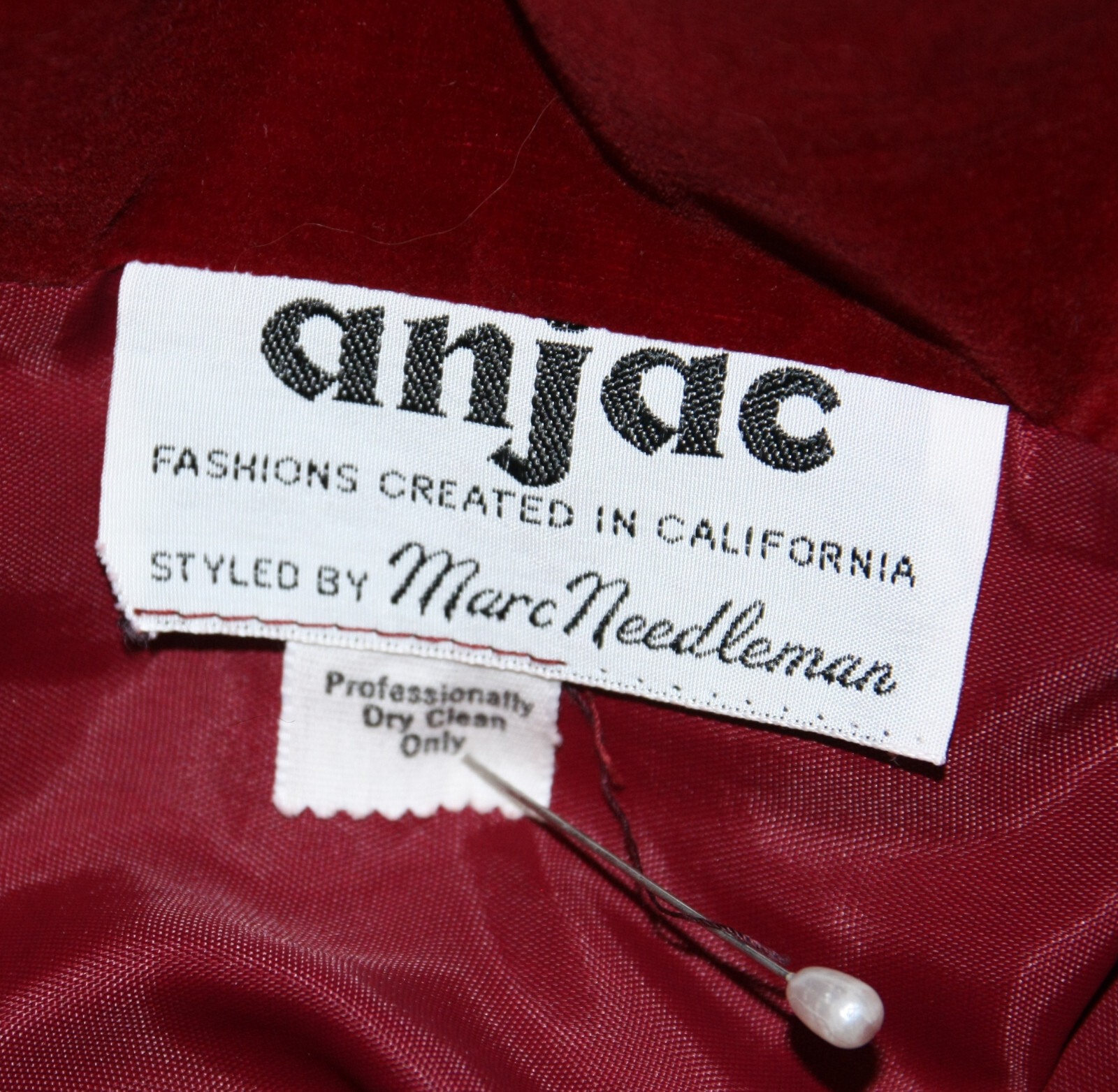Vintage Anjac Needleman Mandarin Collar Velvet Skirt Suit Jacket Blazer S 1960s