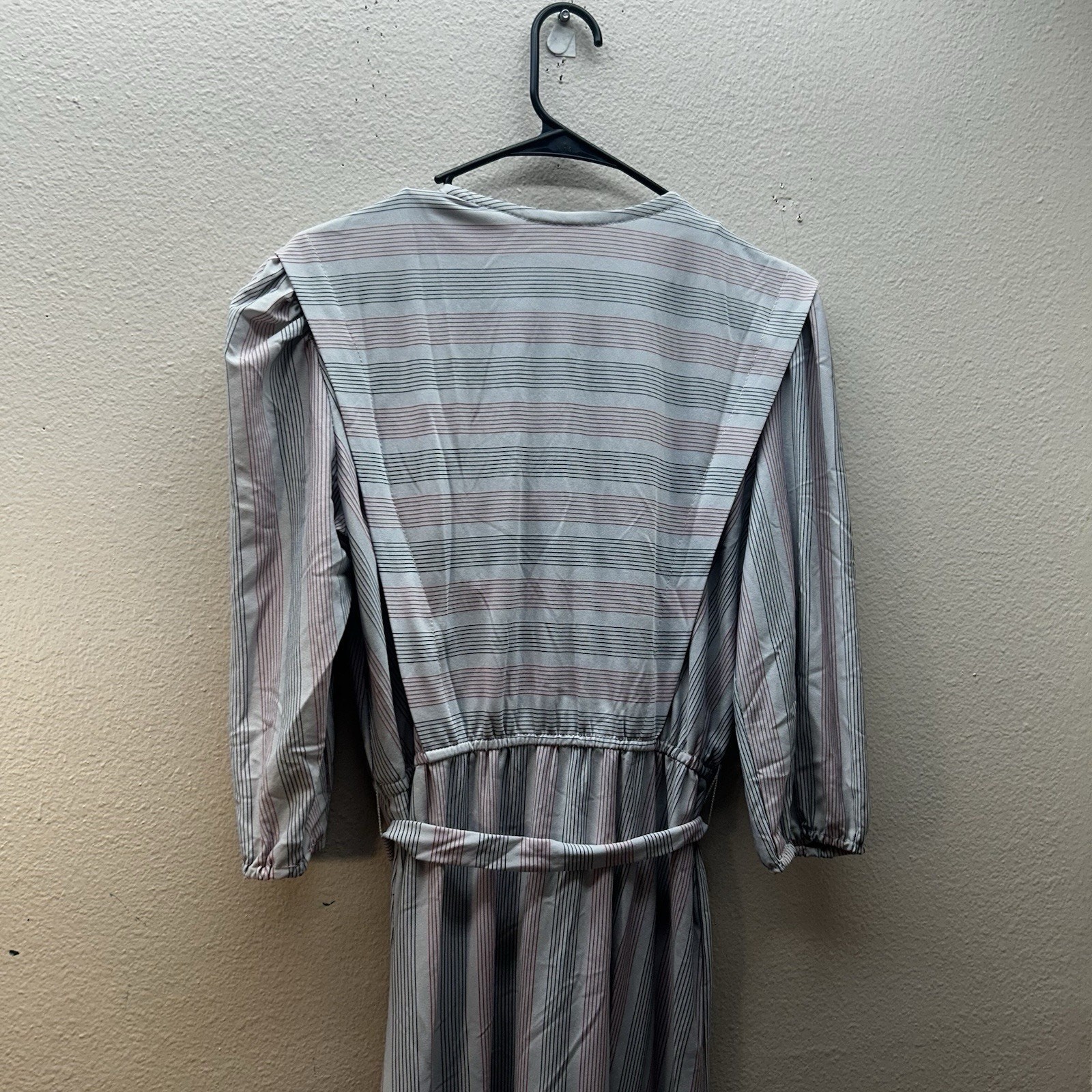 Vintage 60s Shirtwaist Dress Womens 13/14 Striped Belted Long Sleeve Western