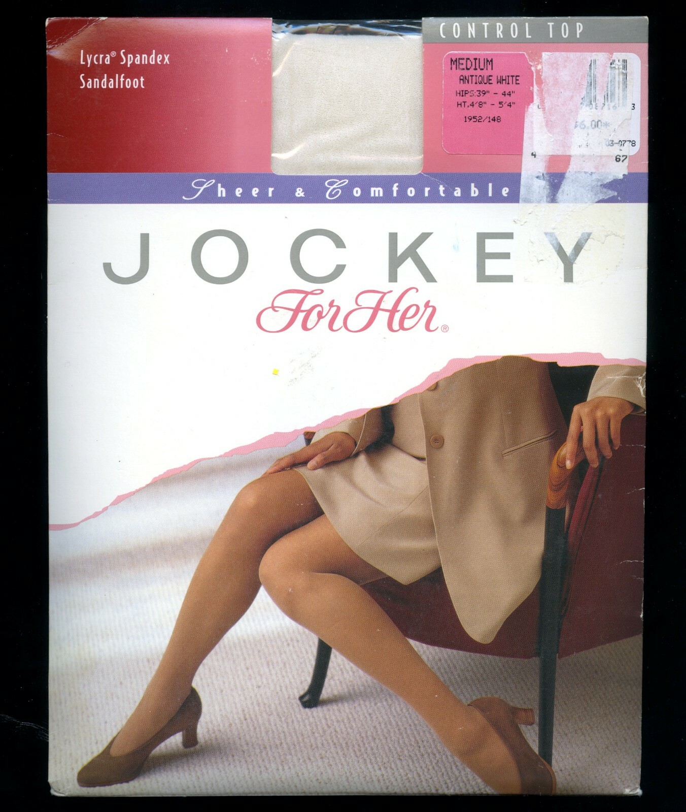 Jockey for Her Sheer & Comfortable control top antique white med 1952/148 new