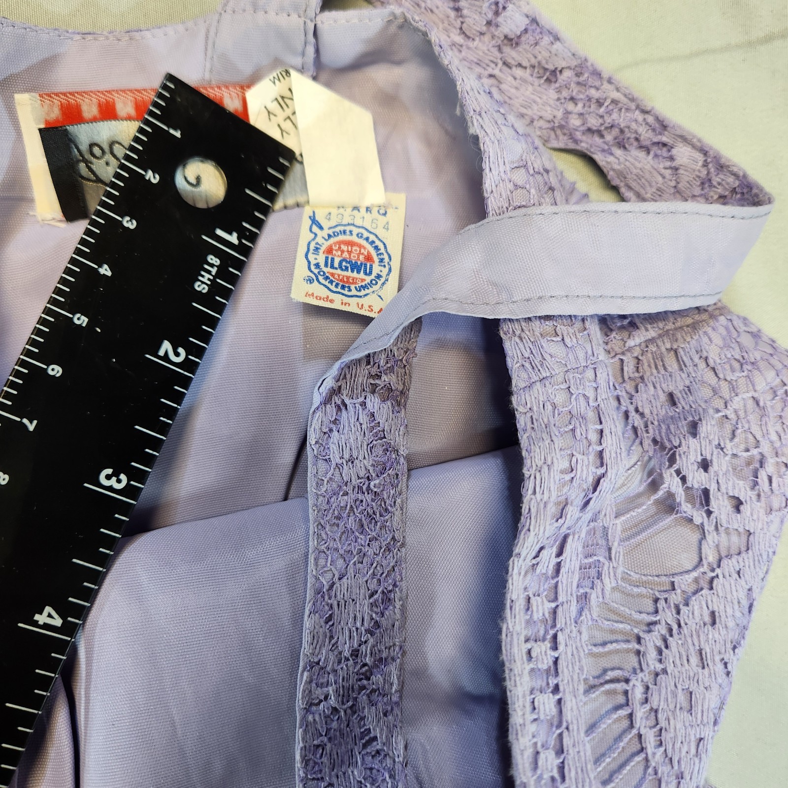 Vintage 1960’s Jo Ed Sophisticates Lace Lilac Womens Dress Extra Small XS Petite