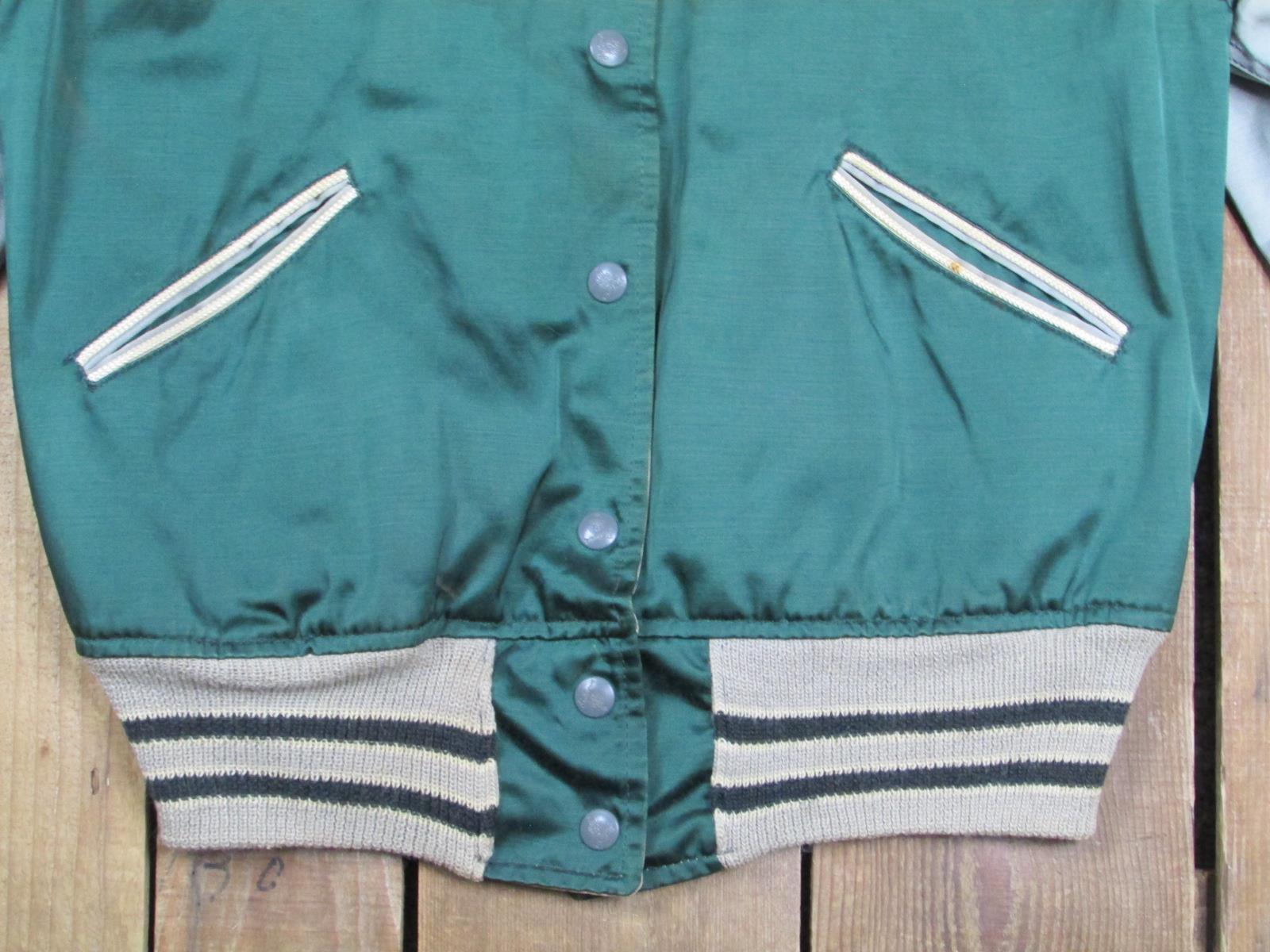 Vintage 1950s Butwin Satin Athletic Jacket Green/Silver Newmanstown H.S. PA.