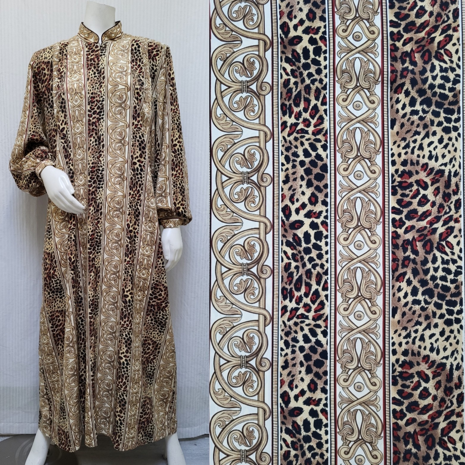 Vintage RUTH NORMAN New York Saks Fifth Ave Animal Print Caftan Lounge Dress