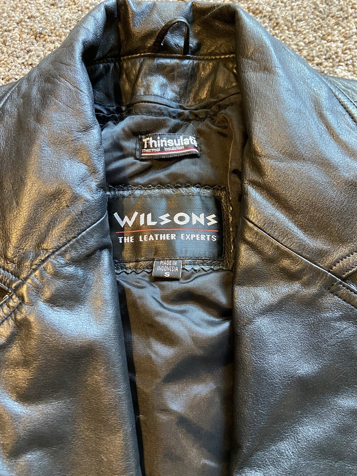 Vintage Wilsons Black Leather Trench Coat Women’s Size S Thinsulate 1990’s Y2K