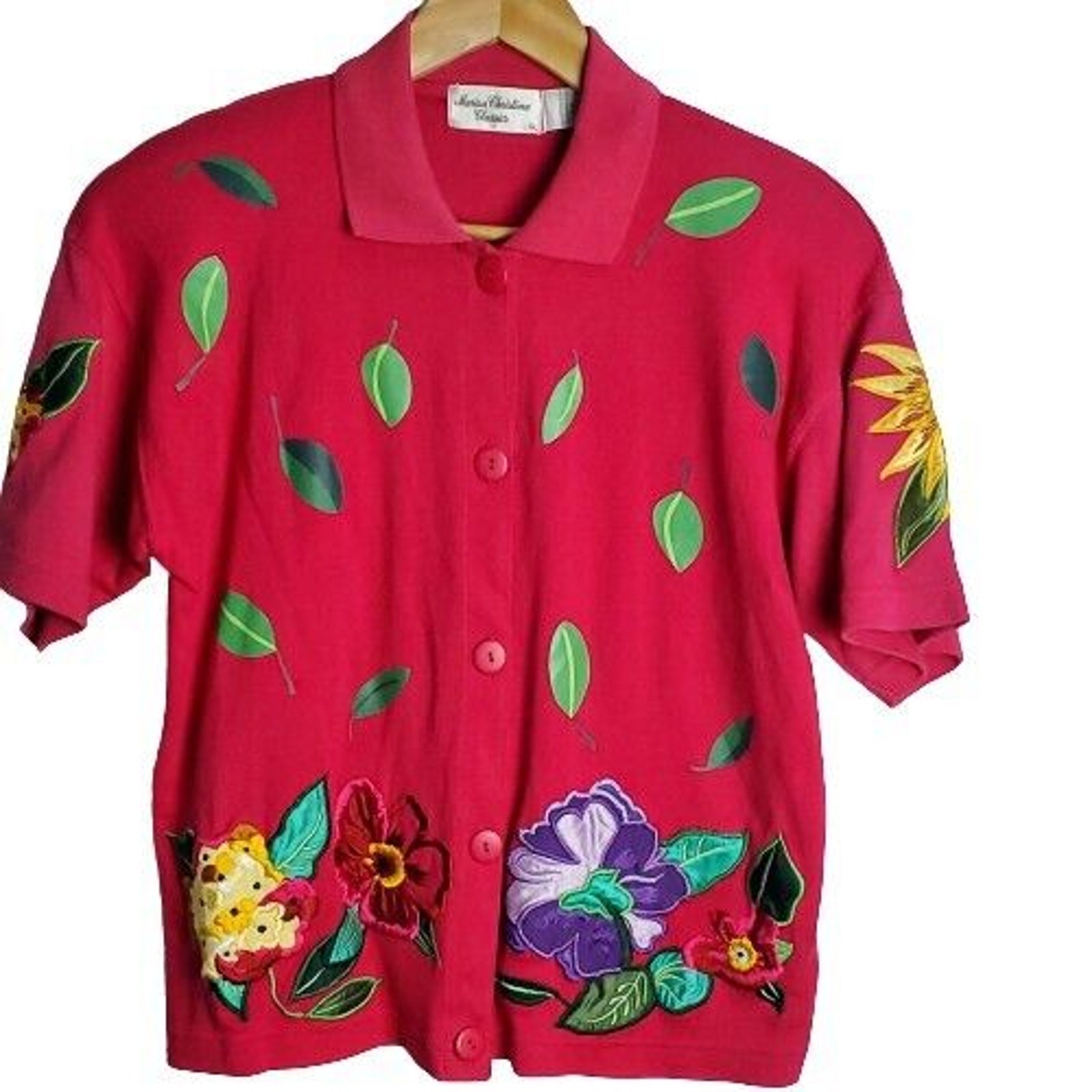 Marissa Christina Vintage Blouse Size Large Pink Floral 90s Boho Cottage Preppy