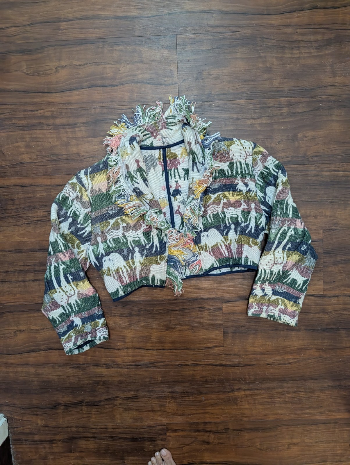 Passports Pier 1 Imports Sz S Vtg Tapestry Crop Jacket Safari Animals Serengeti