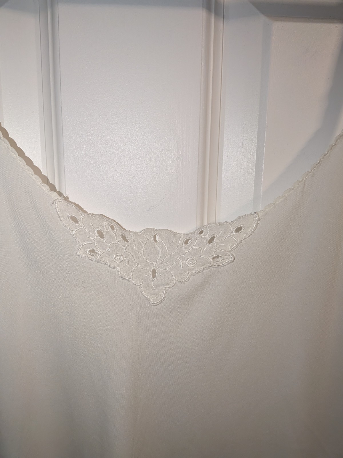Vanity Fair Ivory Nylon Full Slip Lace Trim Adjustable Strap Long Chemise