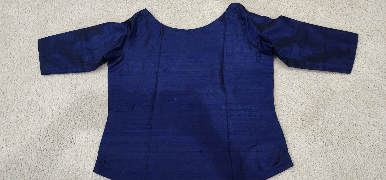 Crop Top Women SZ L Cotton Silk, Navy Blue, New Custom Made Chest Size 40