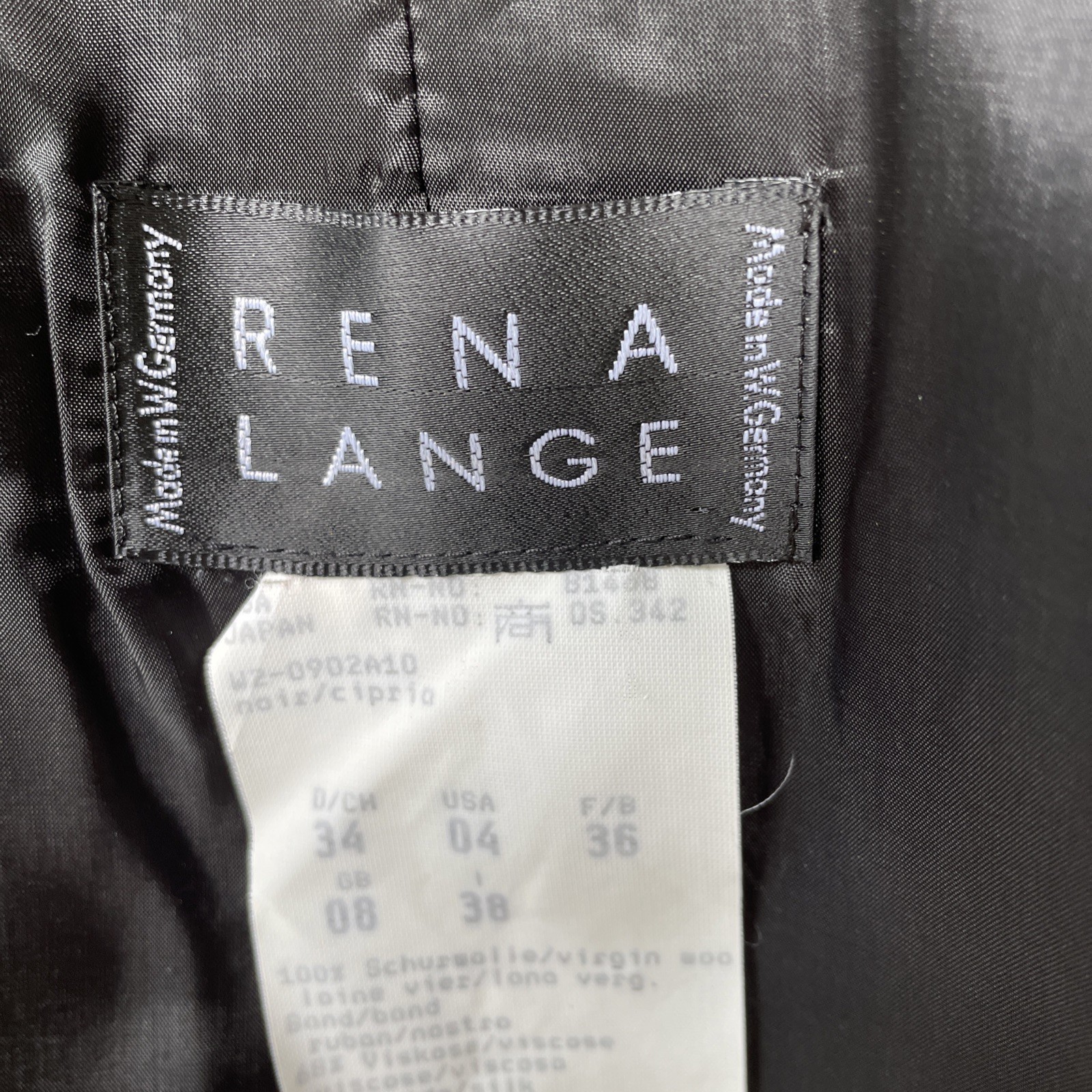 VNTG Rena Lange Structured Black Wool & Silk Blazer Jacket US4/ FR36/ GB08