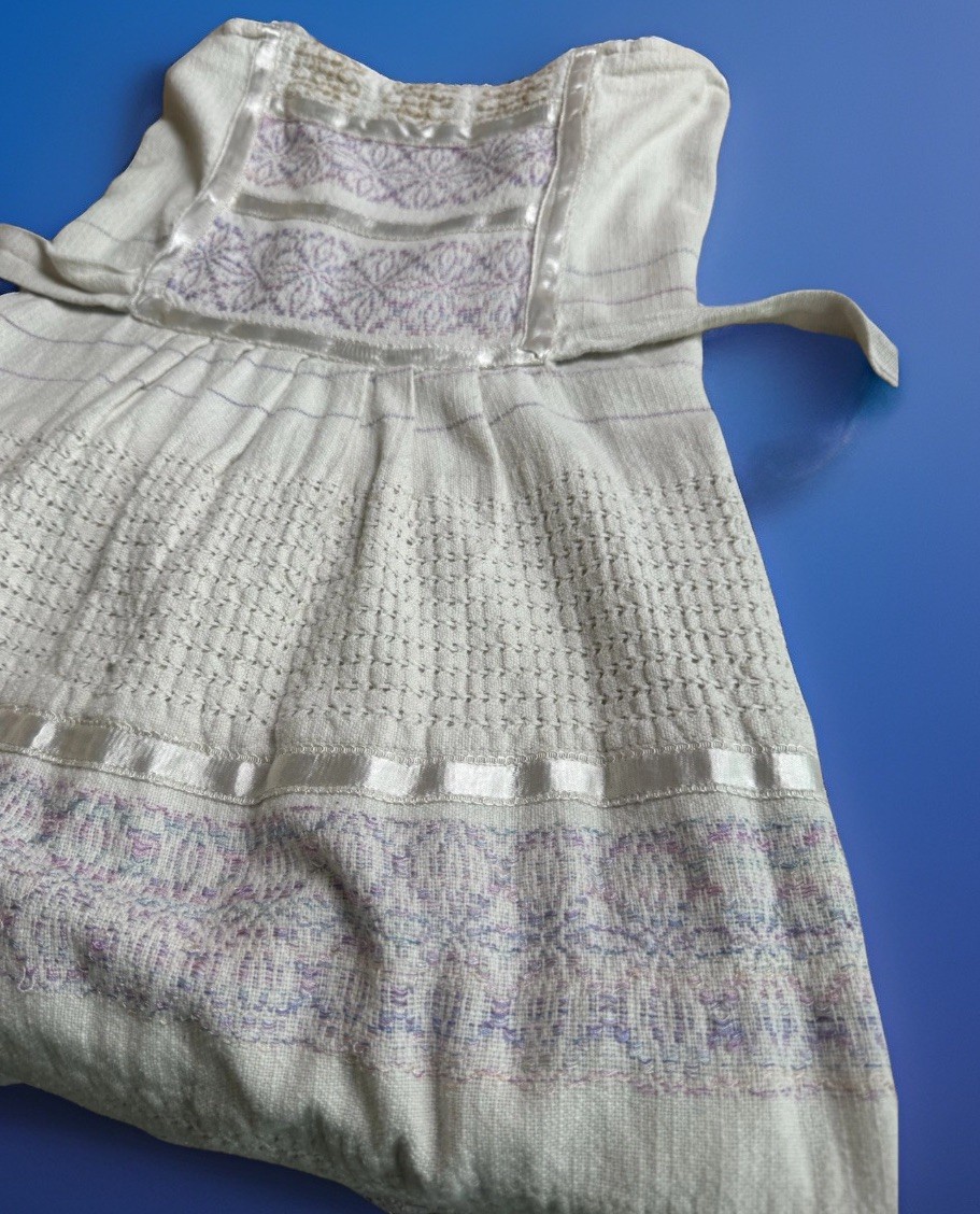 Vintage Folk Art Dress Handmade Woven Cotton Whimsigoth Cottagecore Romance