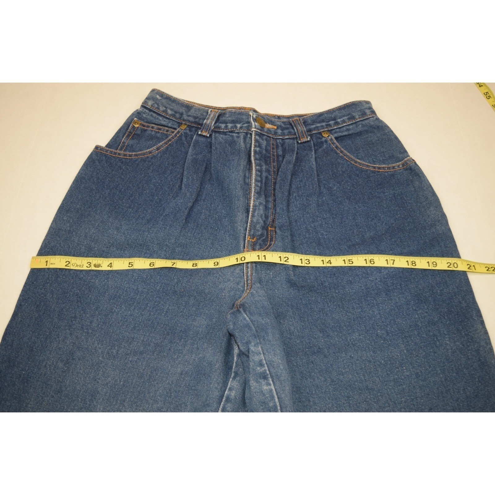 Vintage Jordache Jeans 28 x 29 80s Blue Pleat Tapered High Waist Patched MadeUSA
