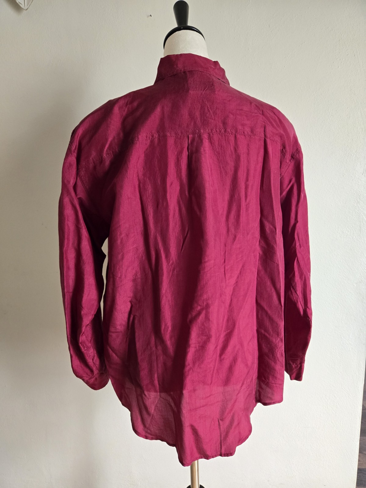 Details Express Eomens Vintage/Deep Red/sizeM/silk/Button Up/shitBlouse/Poket