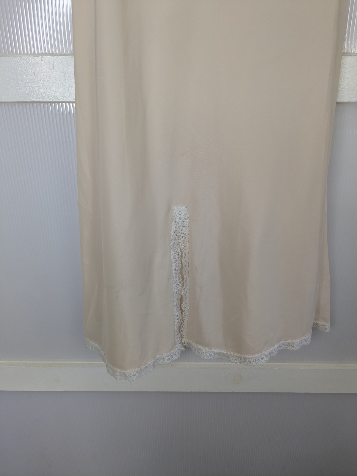 Vintage Farr West Skirt Maxi Half Slip Back Slit Lace Hem Cream White Size XS