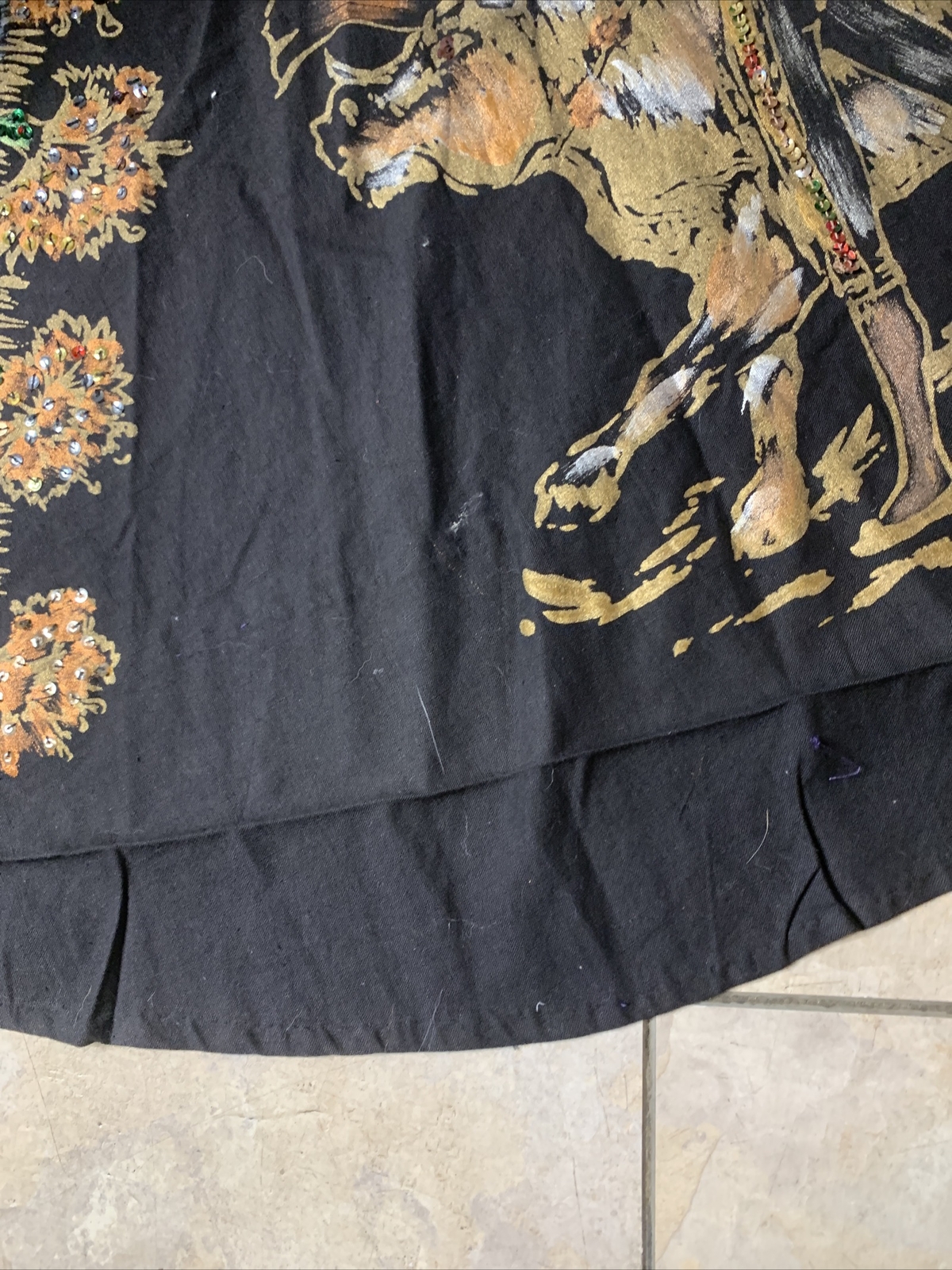 Vintage 1950’s Mexican circle skirt hand painted sequins Lavable Tel-Art Matador