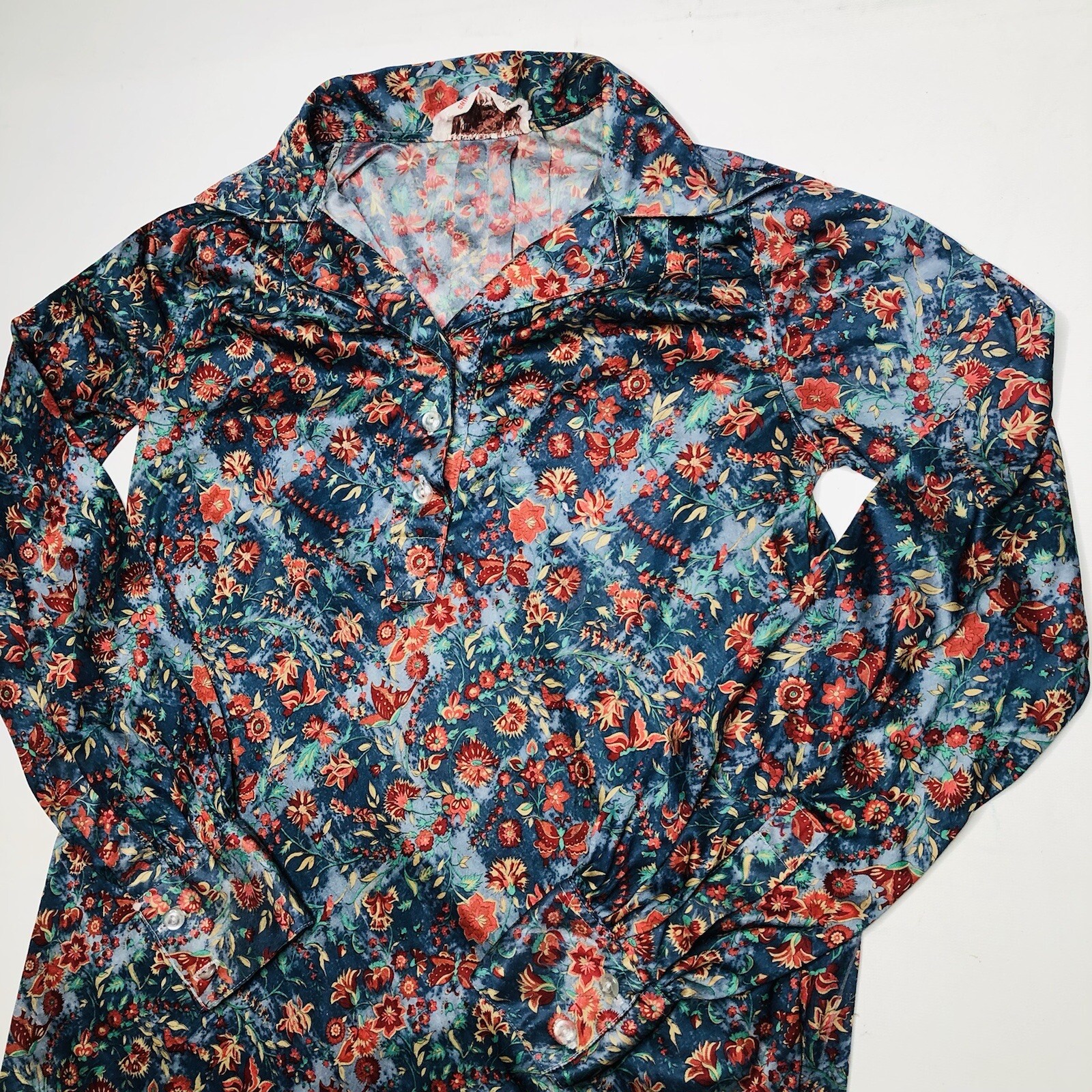 VTG 70s Organically Grown by Apreja XXS / P Ladies Shirt Blouse Floral Butterfly