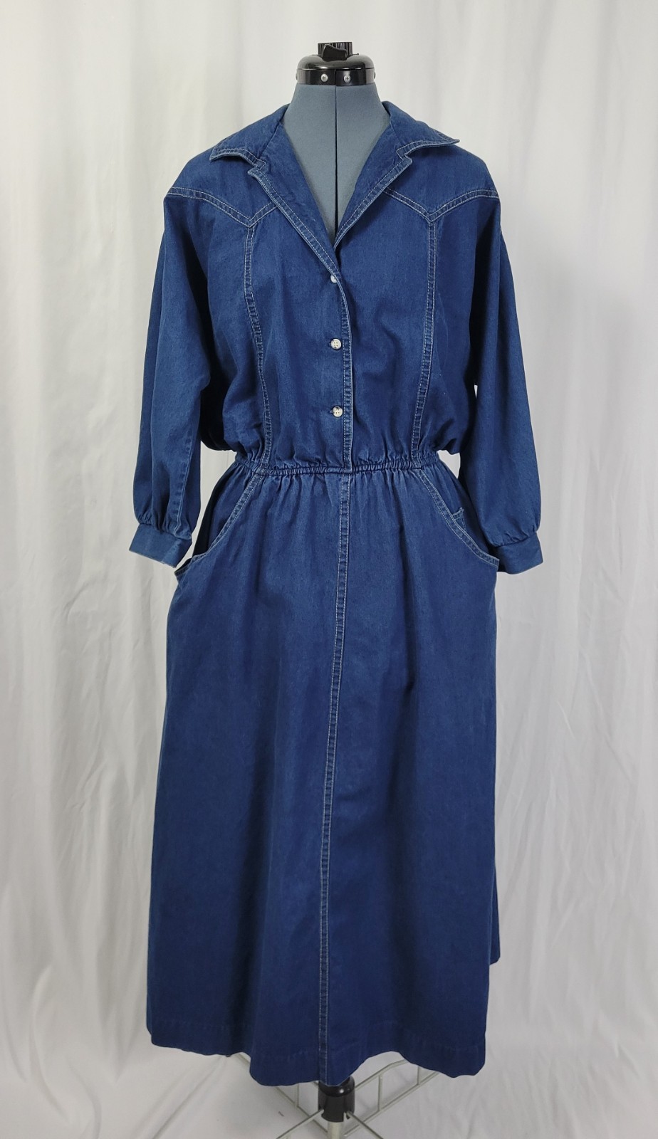 Vintage Kay Brandon for H & A Denim Shirt Dress w Elastic Waist Size M/L?