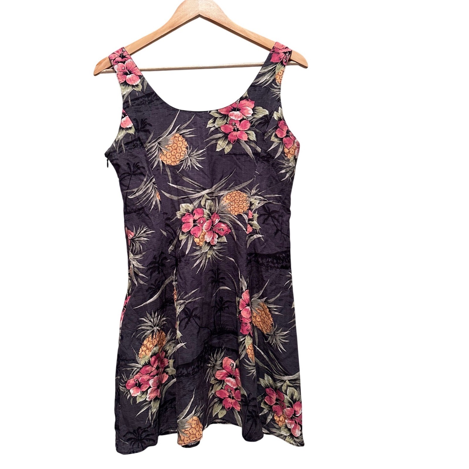 Tommy Bahama 100% Silk Tropical Pineapple Mini Dress Y2K Resort Size 6