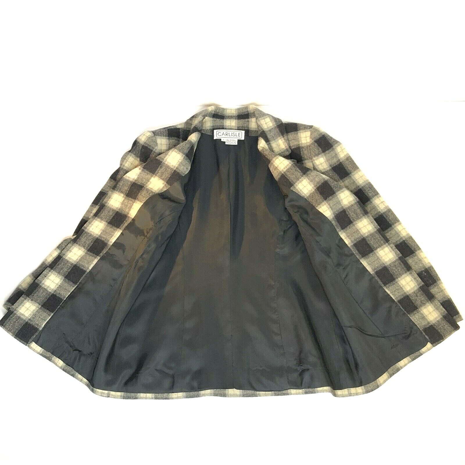 Vtg Carlisle Wool Plaid Blazer Yellow 90s Preppy Clueless Cher Style Toggle Sz 4