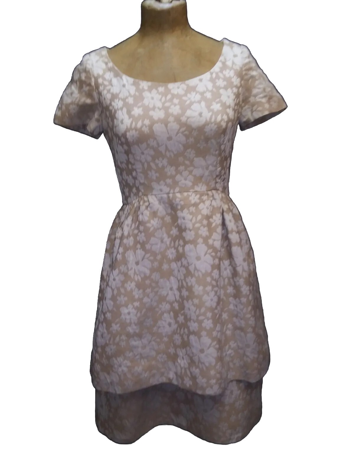 Vintage 1960’s Tan White Heavy Cotton Dress by Nardiello for Rona XS