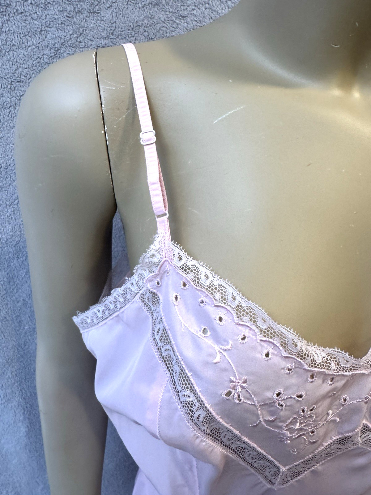 VTG BARBIZON Full Slip Dress Endear Tafredda, Crystal Pleats, Pink Sz M/L Grunge