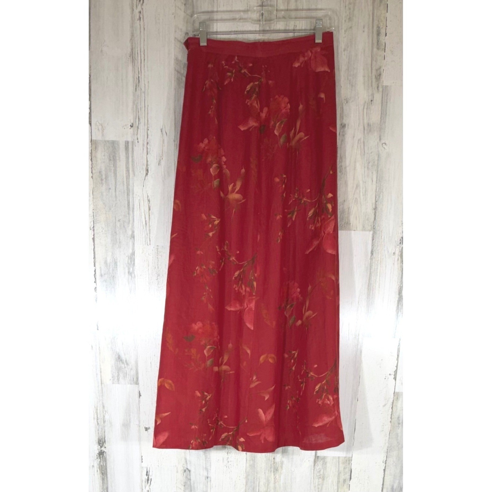 Corbin Collection Maxi Skirt 27×40 Dark Red Floral Vintage 90s Cottage Romantic