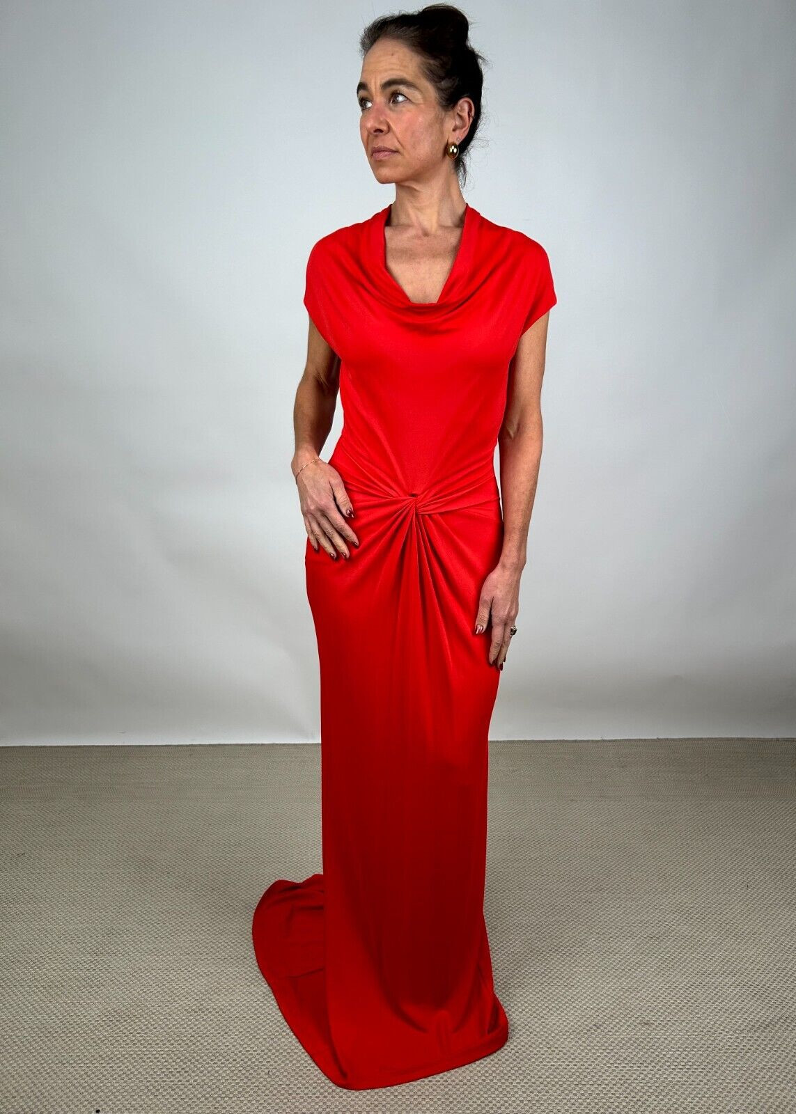 Vintage 1990s Michael Kors Collection Red Jersey Dress Gown