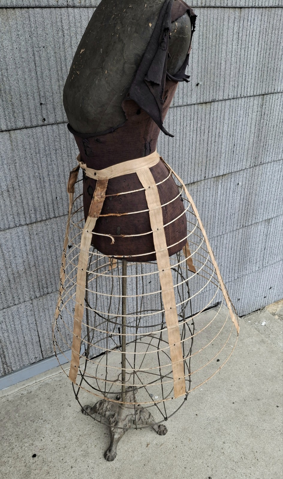 Vintage 1850s Victorian Cage Crinoline Hoop Skirt Bay State Cloth Metal Rings