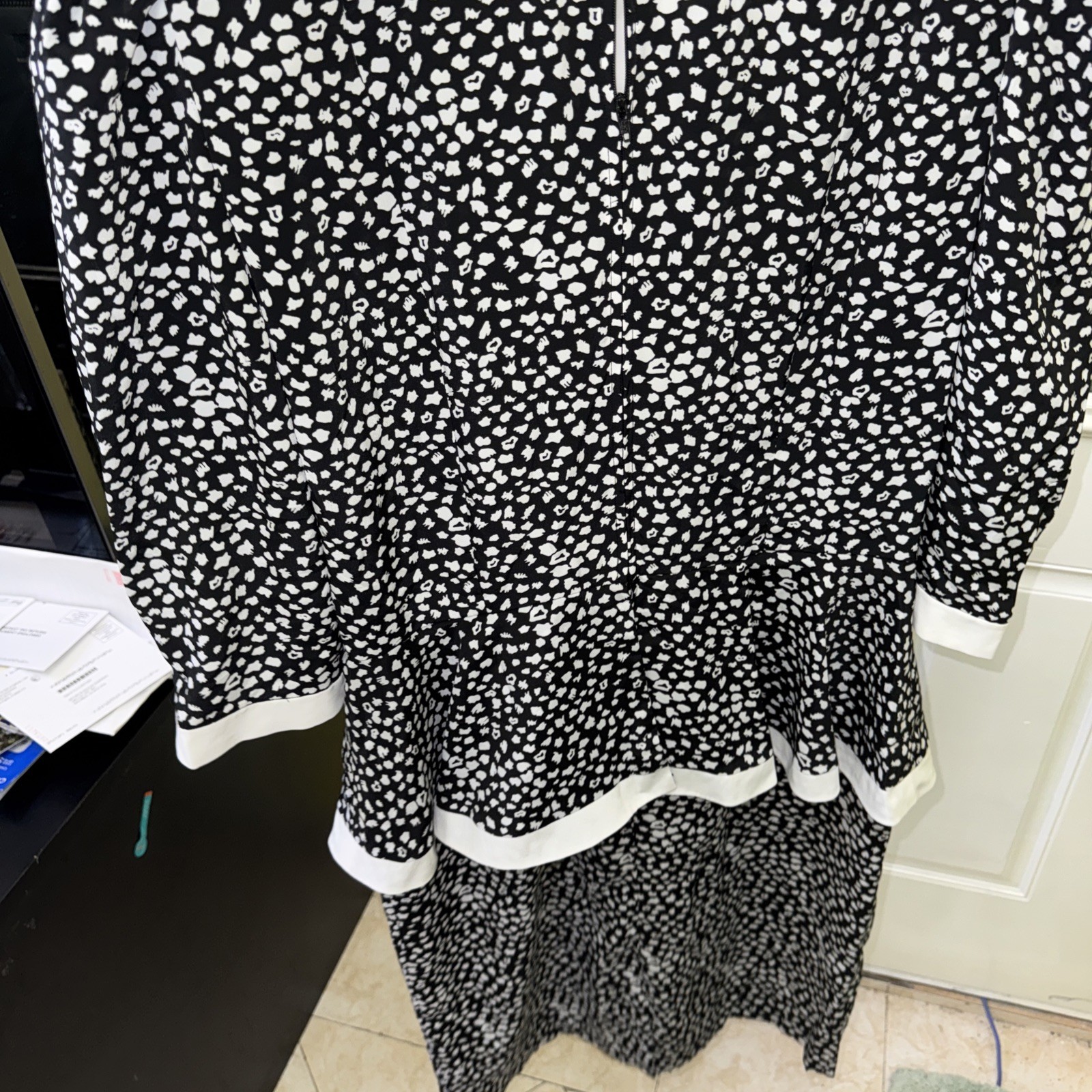 Black White Liz Roberts By Mary Ann Lamonte Vintage Dress Size 14