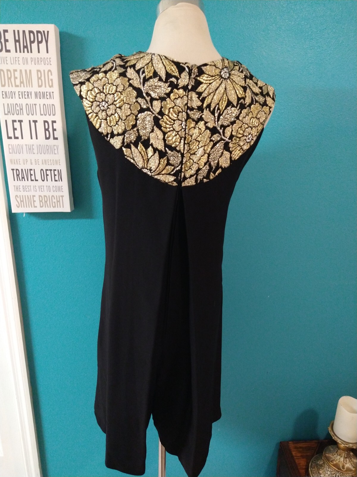 Vintage Gold And Black Dress Shorts/ Short Dress 60s Wanda Belli
