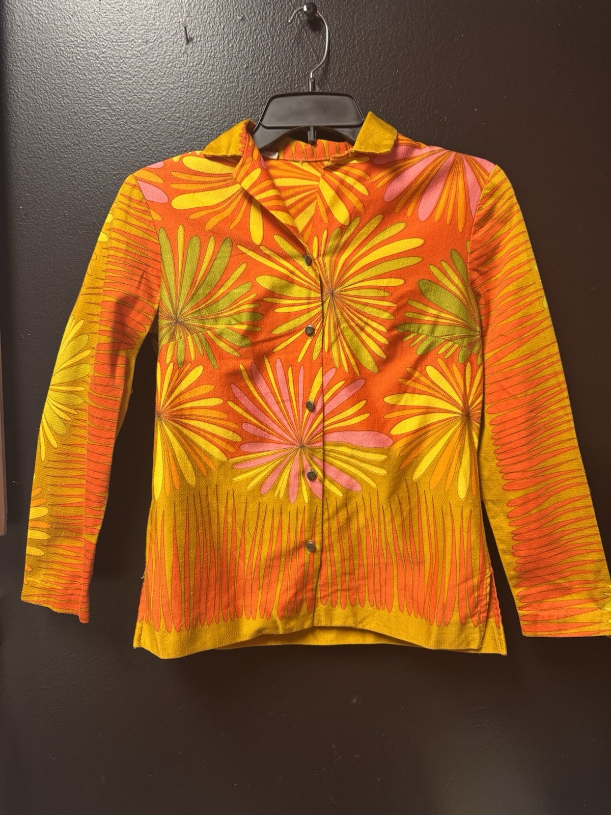 Vintage 1960s Alex Coleman Button Down Psychedelic Shirt Measurements In Photos!