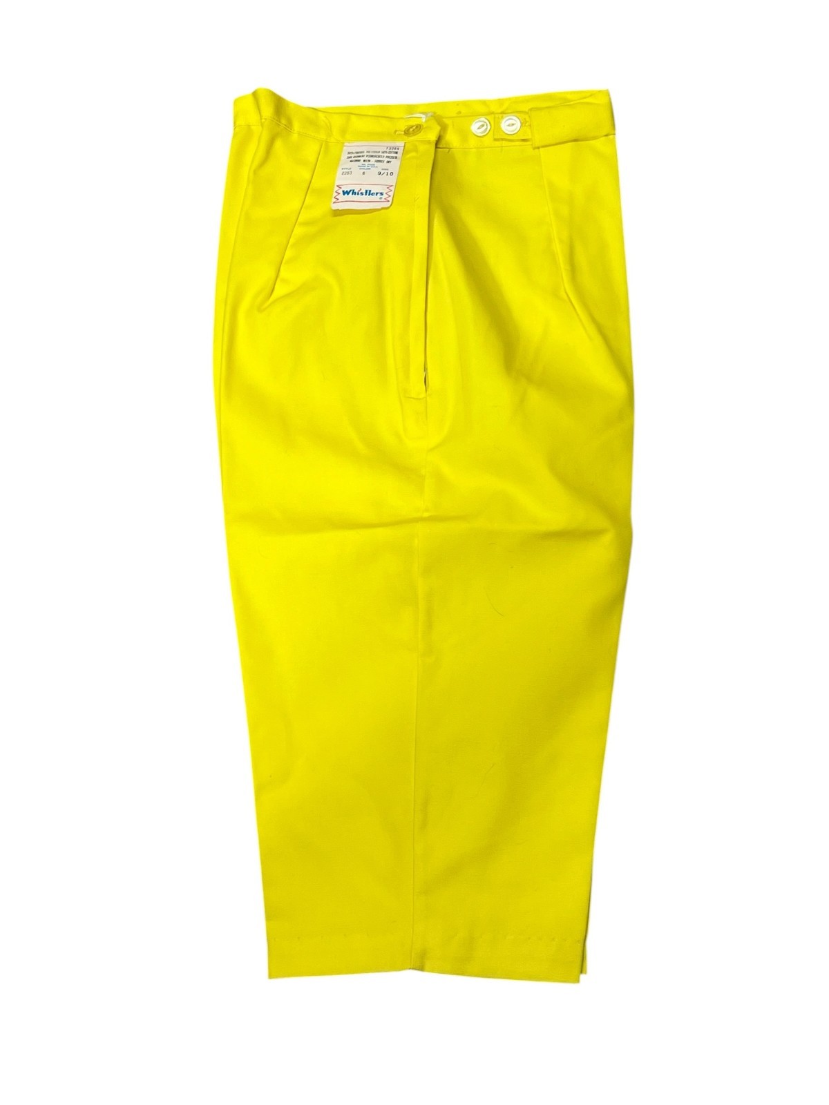 NOS Sz M Vtg 50s 60s YELLOW PEDAL PUSHERS Shorts High WAIST Capris Rockabilly