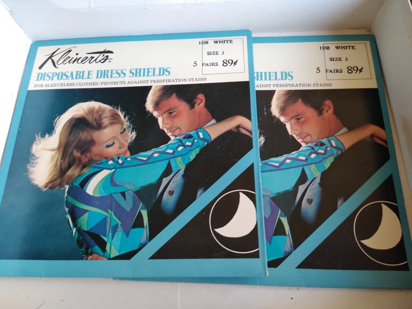 New old stock Vintage KLEINERT’S Disposable White Dress Shields 2 Sealed Packs