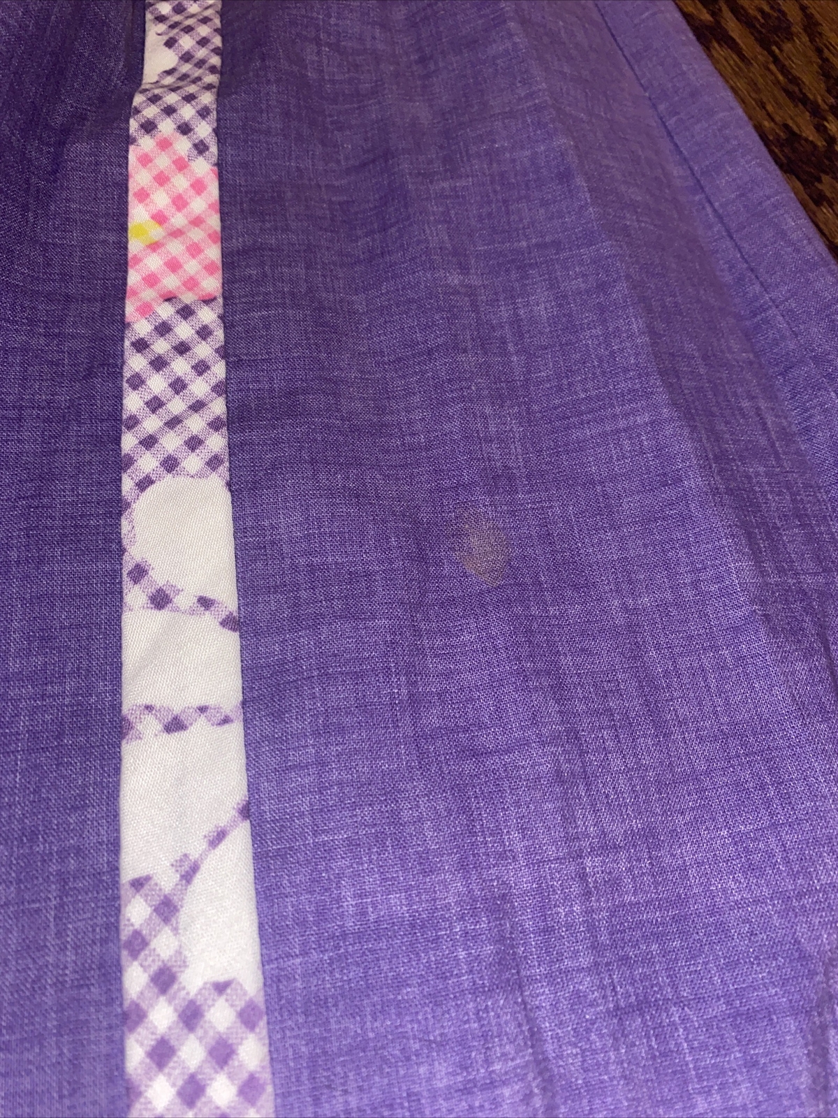 Vintage Handmade Purple Gingham Floral Maxi Skirt 29” Waist 41”long