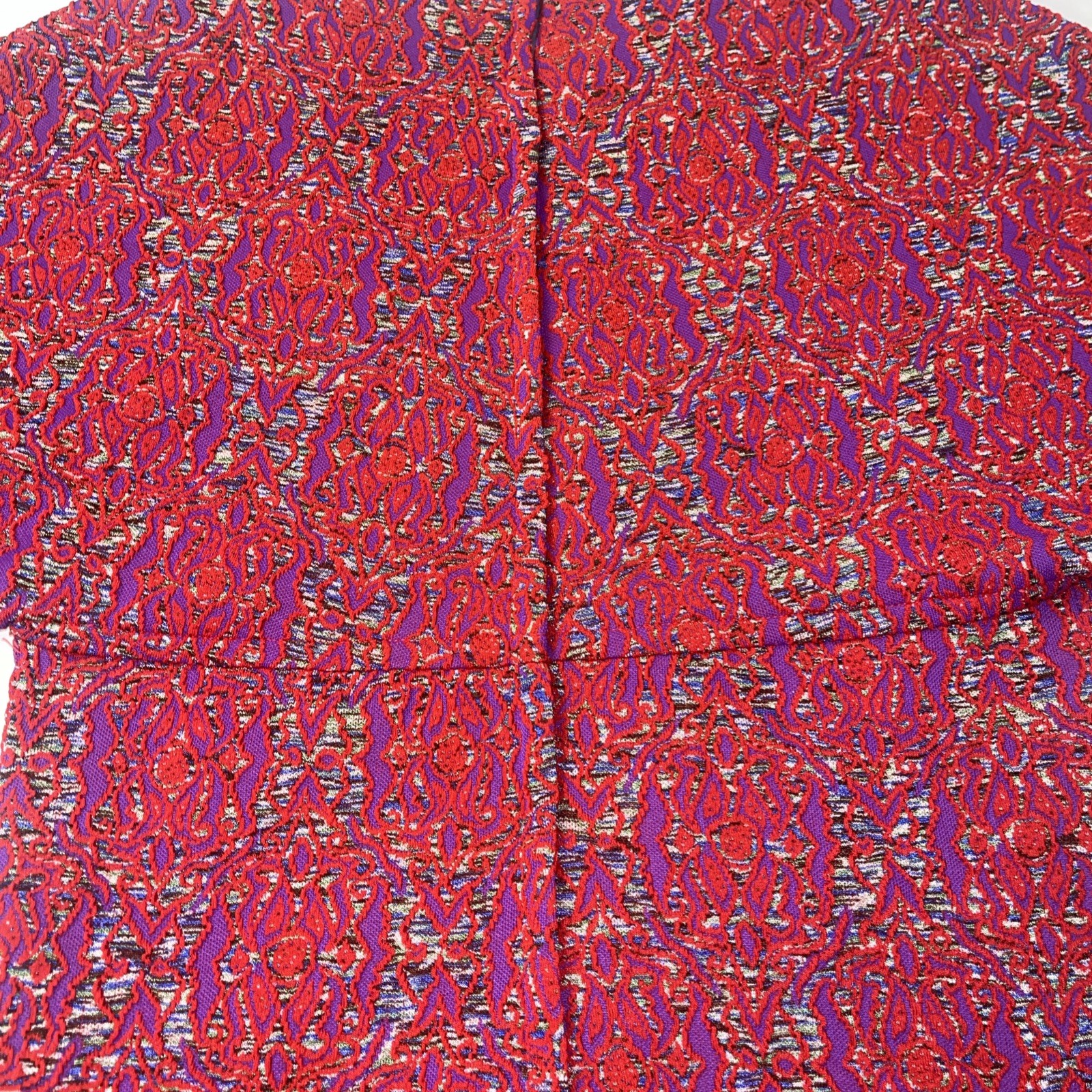 VTG 1960s Mod Dress Handmade Red Purple Abstract Retro Short Sleeve Midi Length