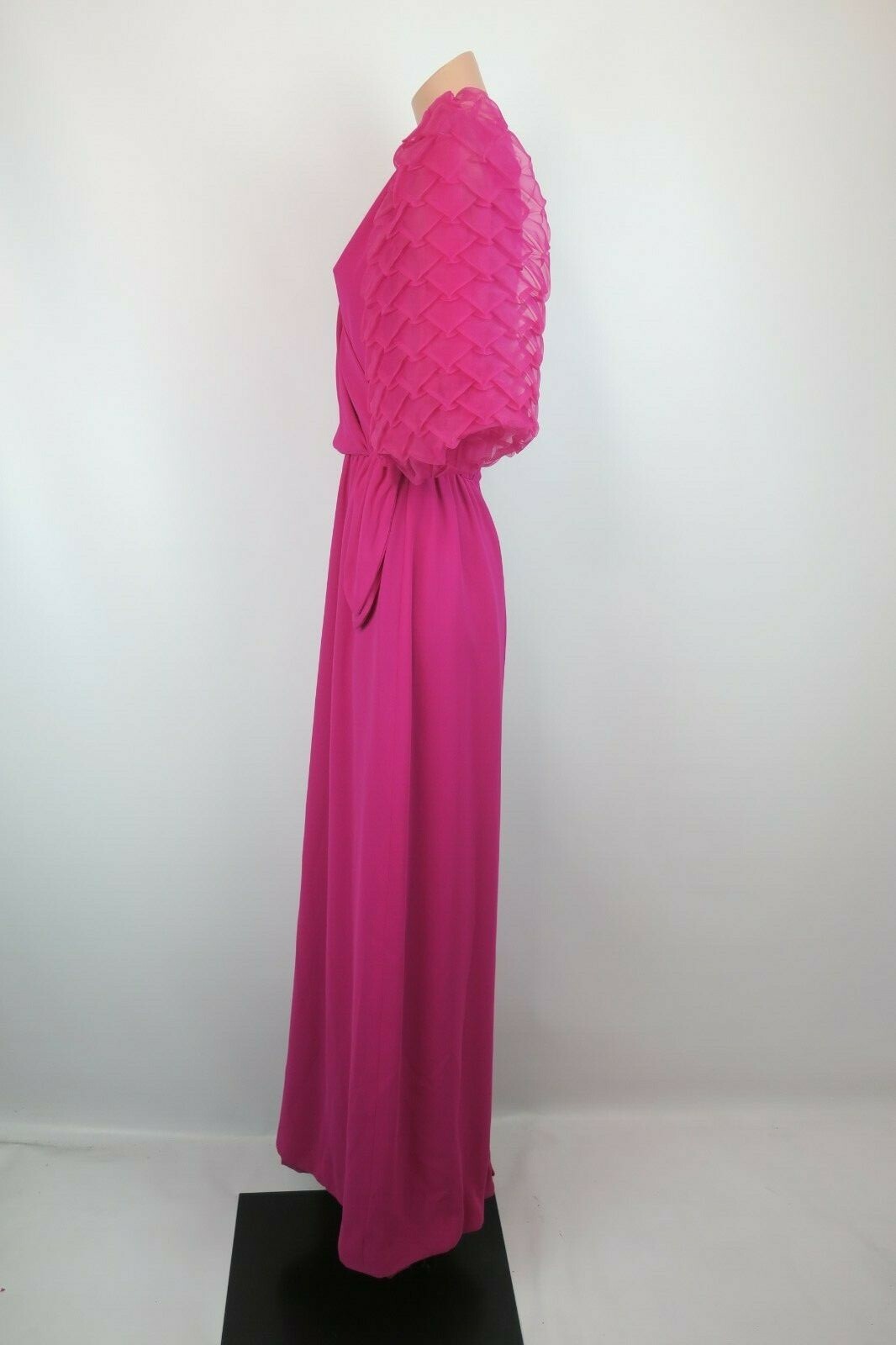 VTG MISS ELLIETTE 12 Pink Gown Pageant Wedding BOLD Pineapple Sleeve FORMAL Prom