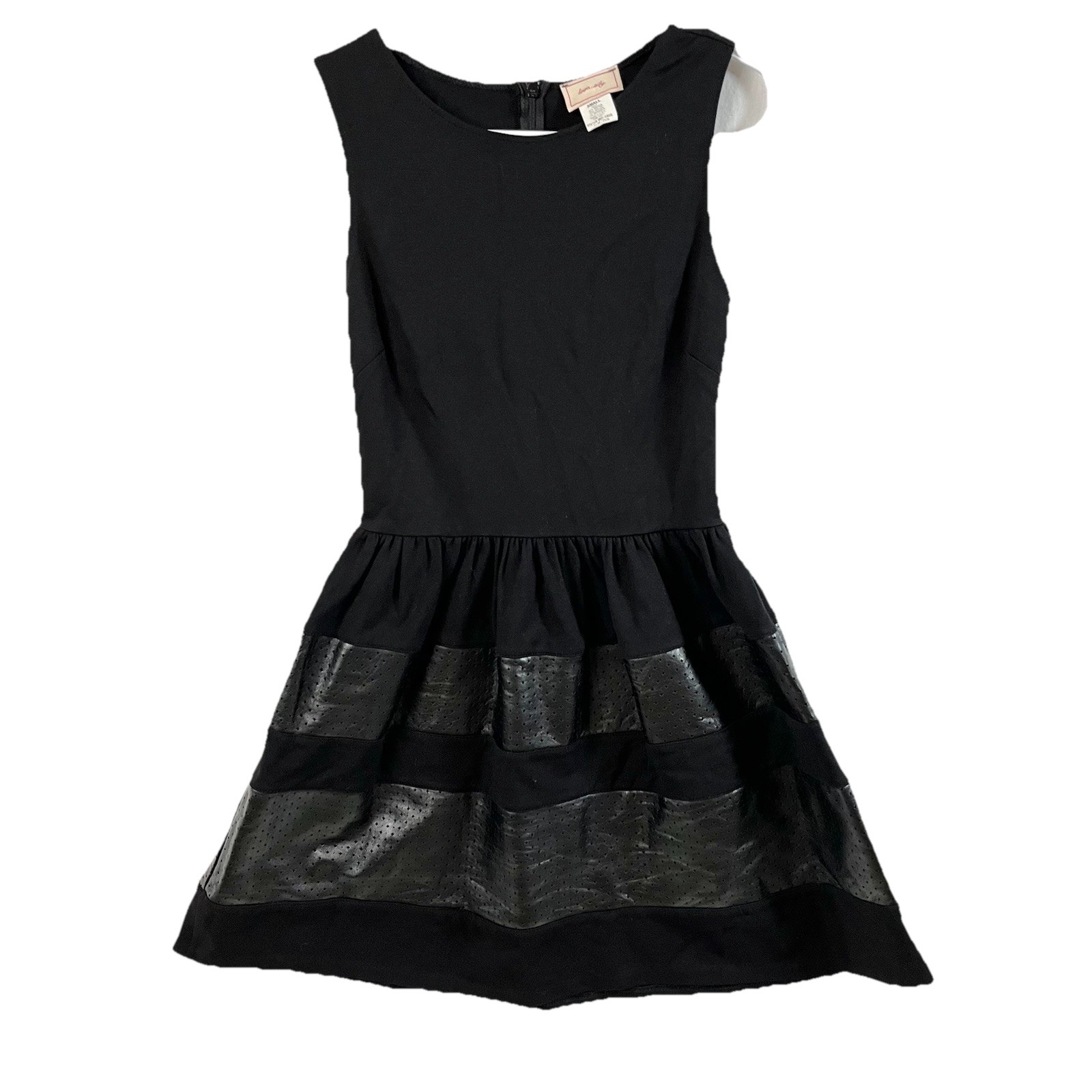 Vtg 90’s Love Ady Women’s Black Sleeveless Dress Small Made In USA Leather