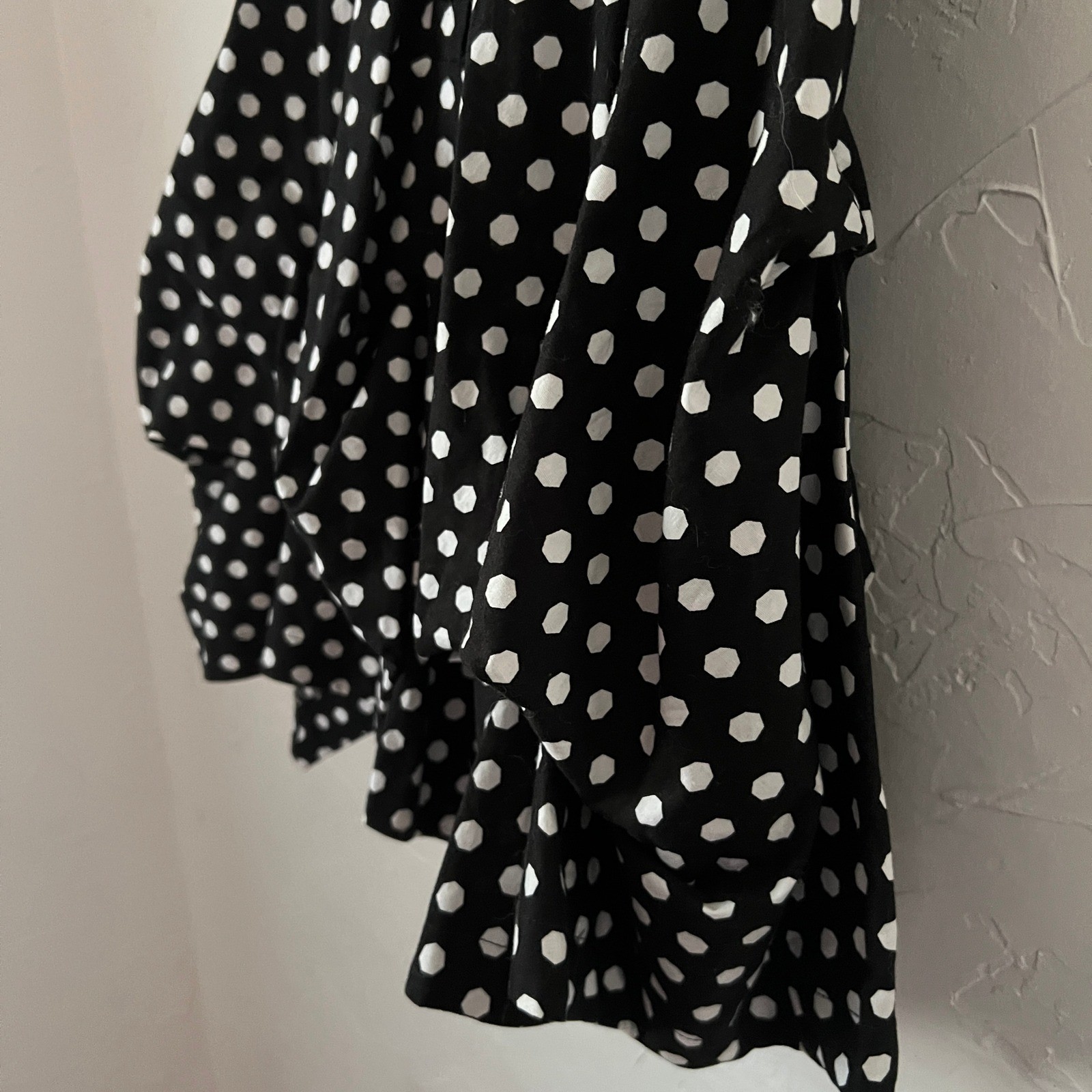 Y2K Polka Dot Dress iZ Byer Black White Ruffle Skater Retro Indie Parisian Sz XS