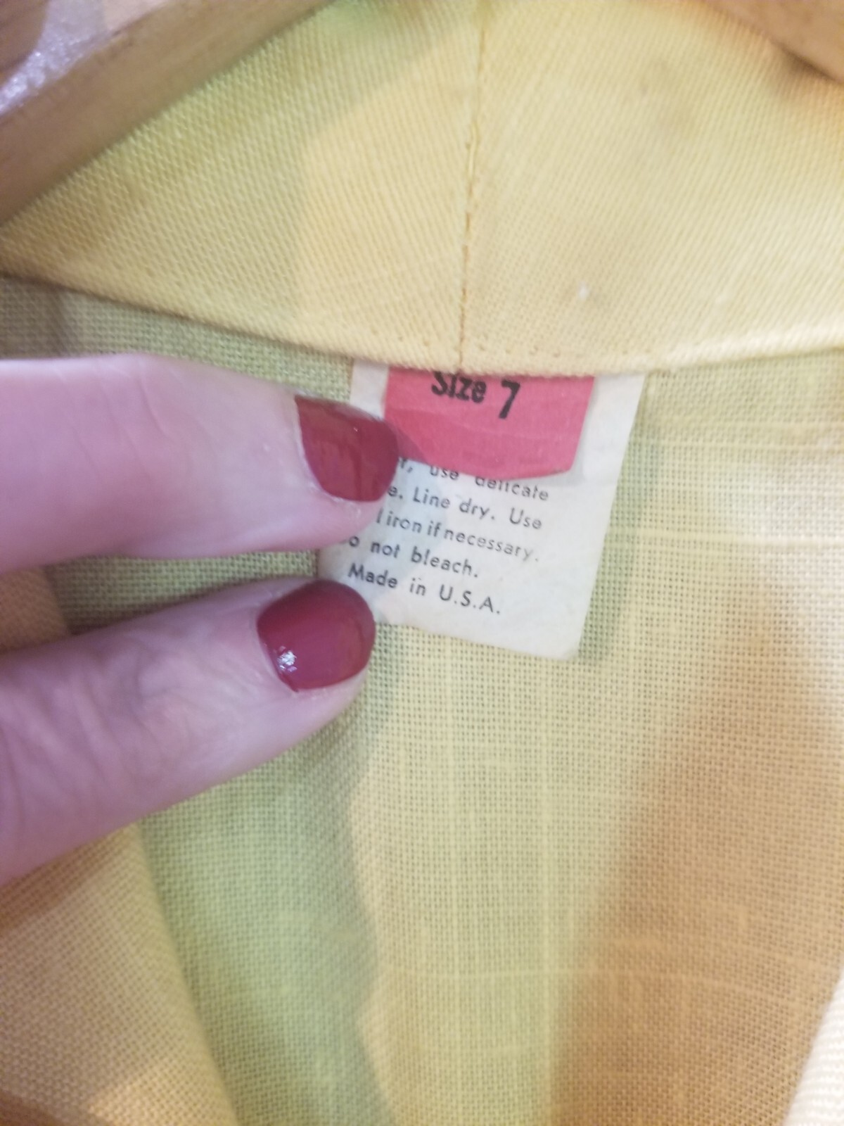 Vintage Yellow and Black Linen Wrap Like Dress w/Large Retro Belt Size 7