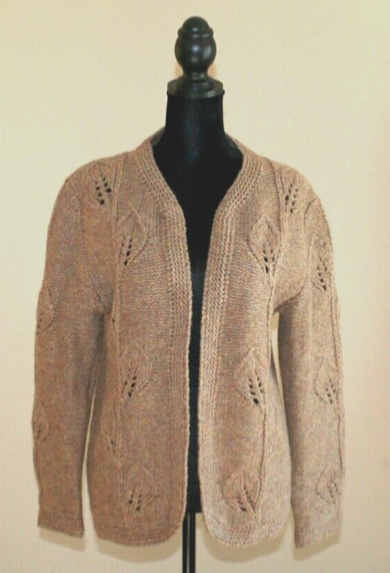 Vintage Cardigan Sweater Shetland Wool Womens Size Medium 8 10 Knit Open