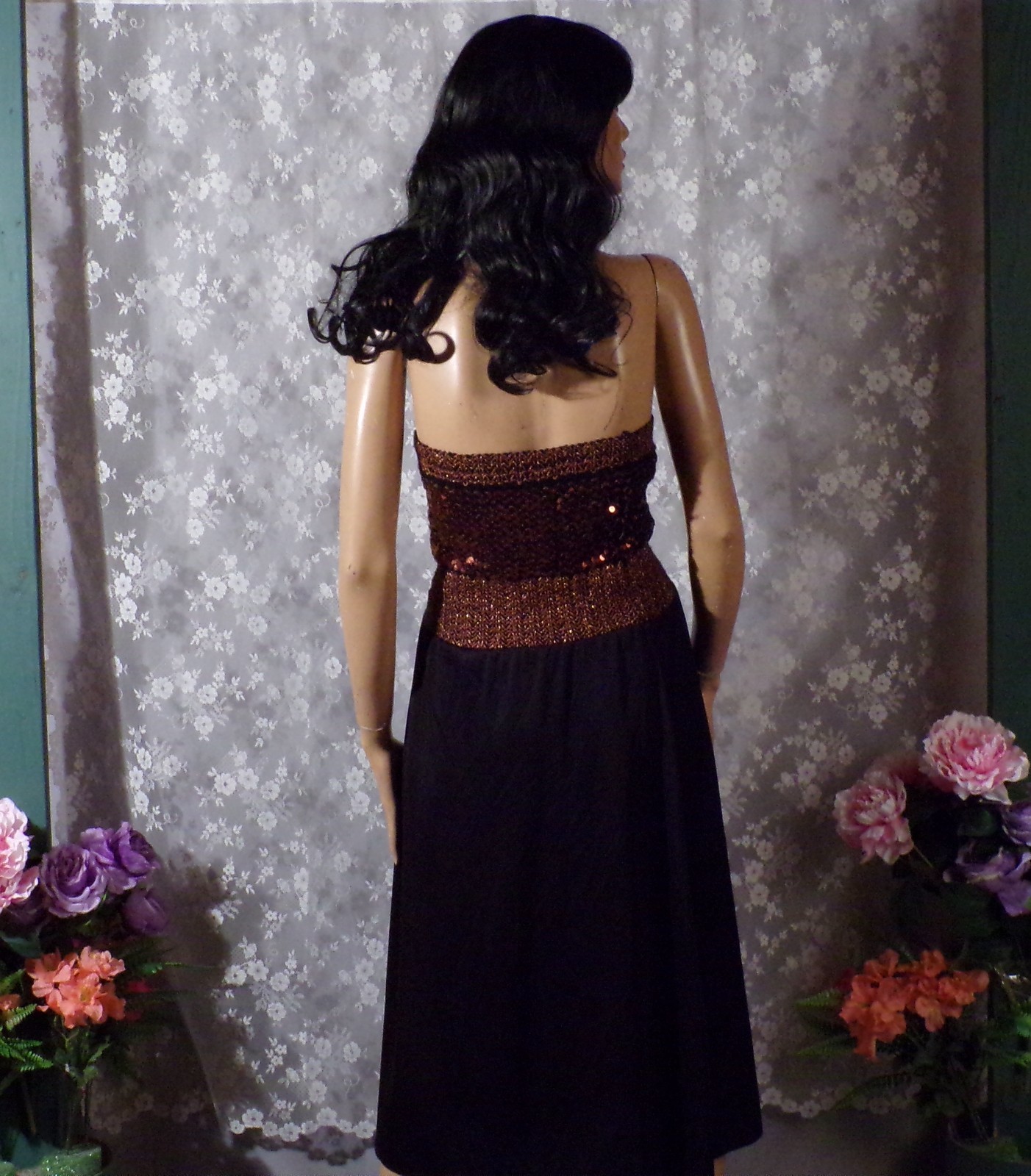 Vintage 70s Sequin Tube Dress Size Small 1970s Retro Disco Studio 54 Summer S/M