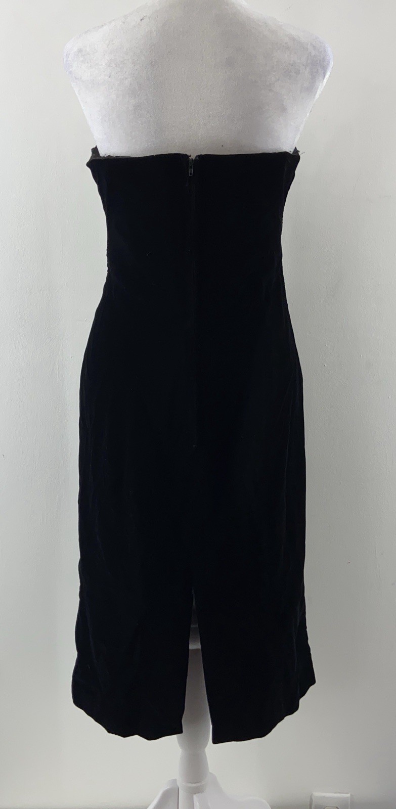 Vintage 80’s Karen Lucas For Niki Black Velvet Bustier Strapless Dress Size XS