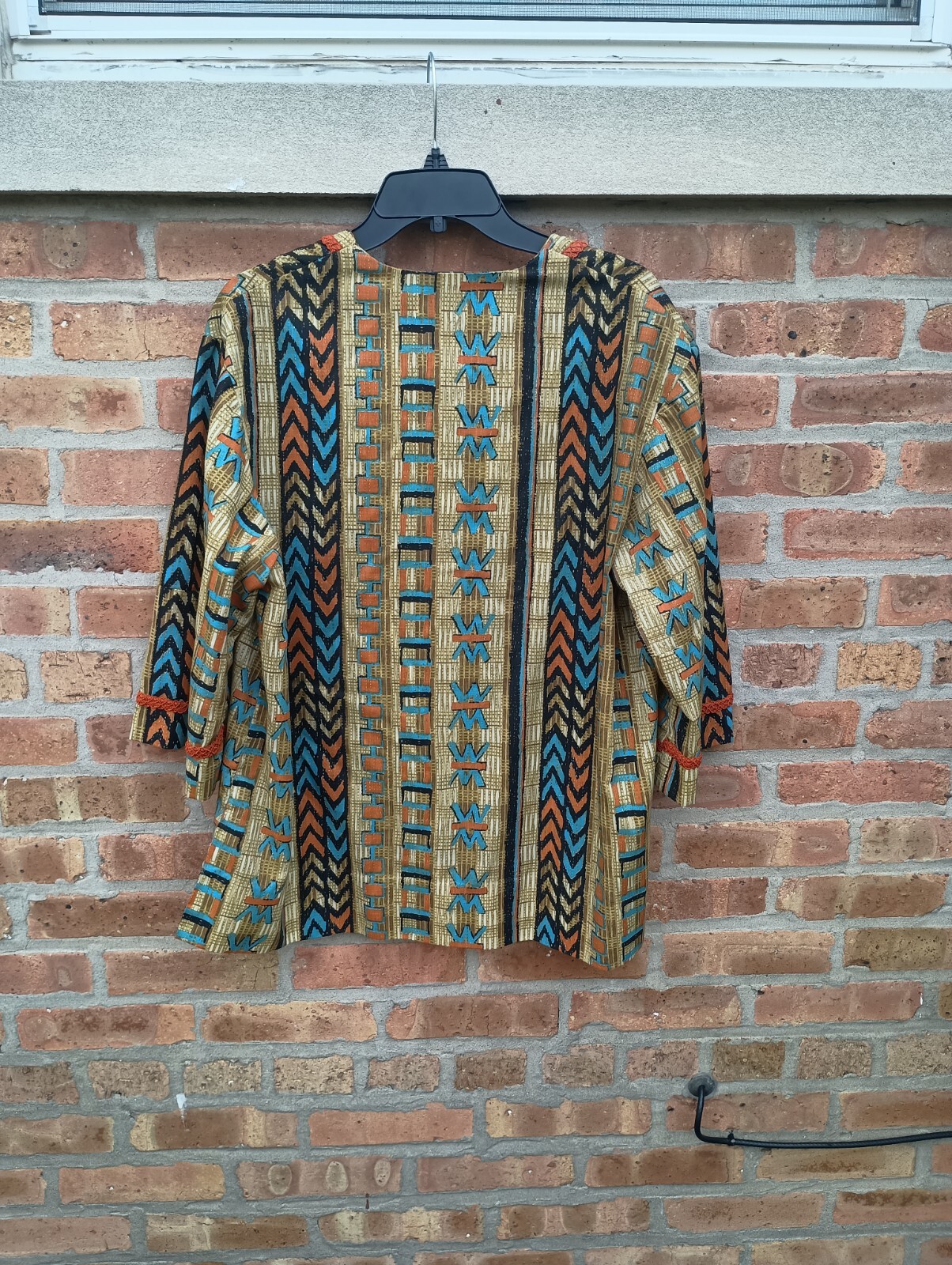 Vintage Handmade Daishiki Shirt Pullover Hippie Tunic 1960s 3/4 sleeve