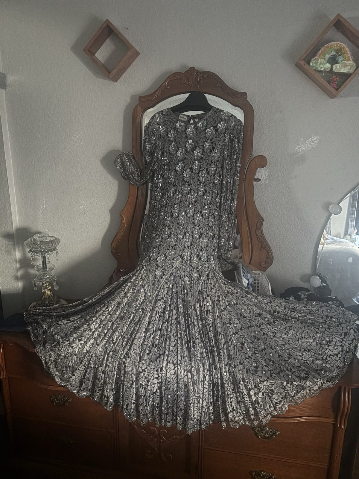 Vintage Beaded Newman Marcus By Judith Anne Creations Long Sleeve Dresse