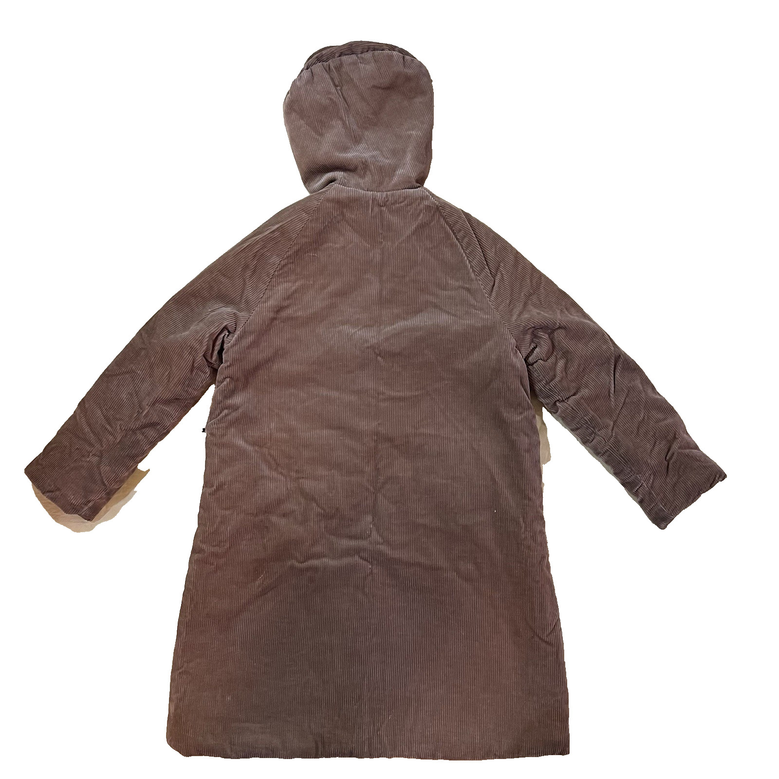 Vintage Brown Corduroy Hooded Coat See Measurements No Tag Maybe Handmade Prop