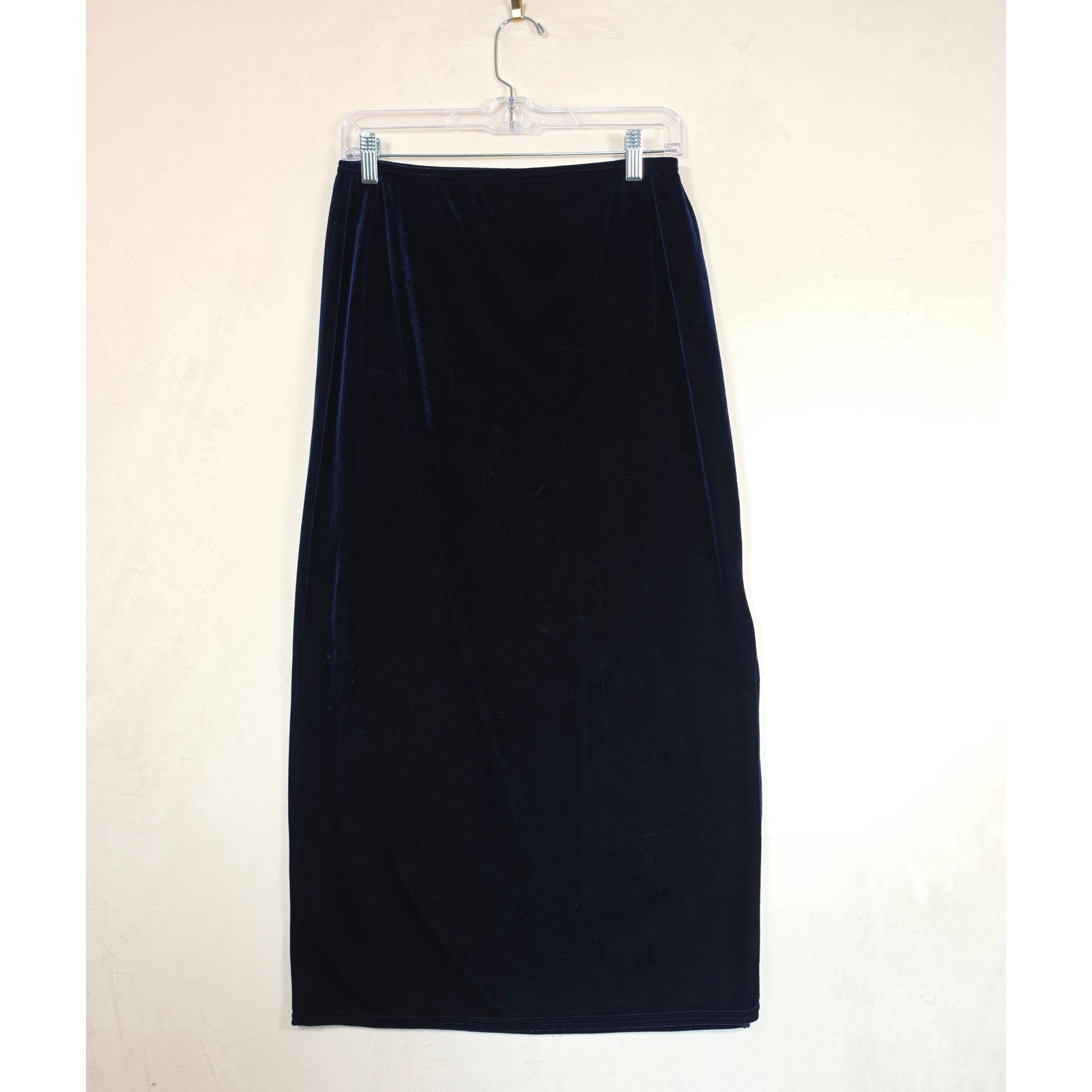 Kathie Lee Velvet Skirt Set Womens L Navy Blue Minimalist Skirt Top 2 Pc Outfit