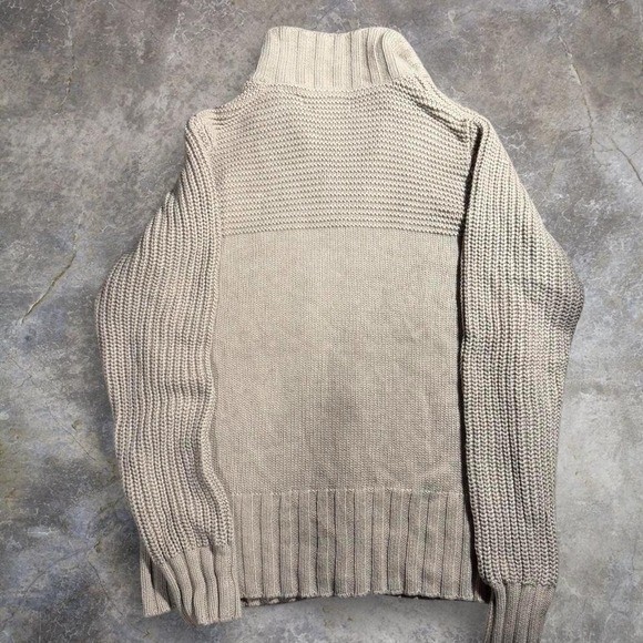 Vintage BKE cream zip up sweater with faux fur collar Size Large